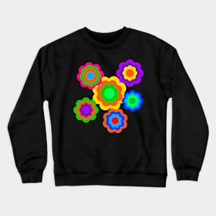 retro flowers colorful design Crewneck Sweatshirt